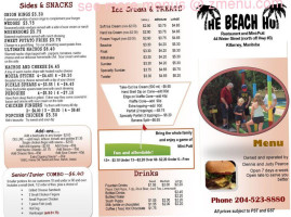 The Beach Hut menu