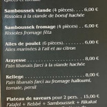 Saveurs Du Liban menu