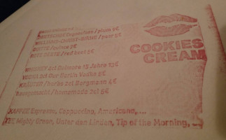 Cookies Cream menu