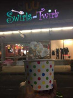 Swirls Twirls Frozen Yogurt inside