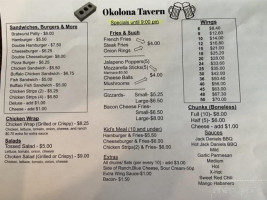 Okolona Tavern menu
