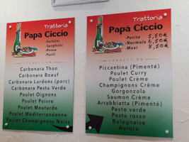 Papa Ciccio menu