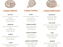 Pizzeria O Plaisir menu