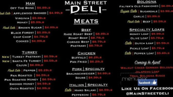 Main Street Deli, West Jefferson, Ohio menu