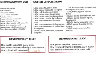 Le Galuchat menu