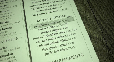 Garam Masala menu