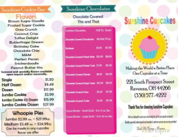 Sunshine Cupcakes menu
