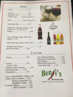 Benji's menu