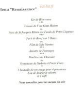 La Renaissance menu