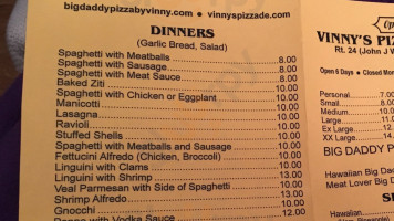 Vinnie's Pizza menu