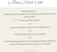 Hôtel le Chêne Vert menu