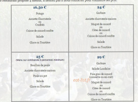 Ferme Auberge Lacere menu