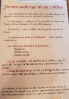 Ferme Auberge De La Colline menu