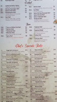 Saga Steakhouse Sushi menu