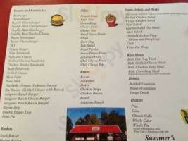 Swanner's Hamburgers menu