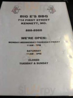Big E's Bbq menu