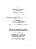 Rhapsody Music And Dining menu