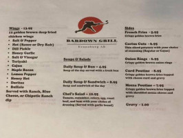 Bardown Grill menu