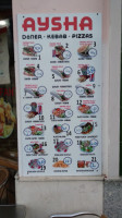 Aysha Kebab Pizzas menu