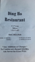 Ding Ho Restaurant menu