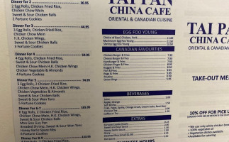 Tai Pan China Cafe menu