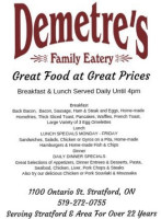 Demetre's Family Eatery menu