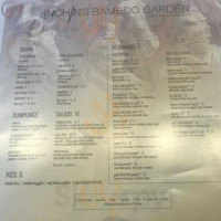 Inchin's Bamboo Garden menu