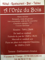 A L'oree Du Bois menu