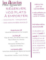 Restaurant Les Acacias menu