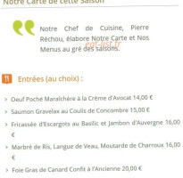 Restaurant Le Chalet Montegut menu