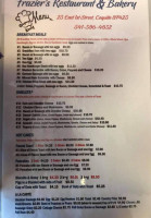 Frazier's Bakery menu