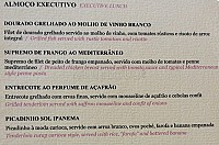 Gabianno Al Mare - Hotel Sol Ipanema menu