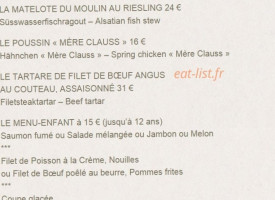 Au Moulin de la Wantzenau menu