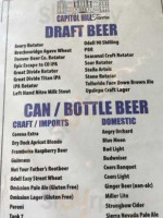 Tavern On Capitol Hill menu