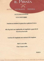 Il Pirata menu