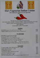 Ela's Vegetarian Indian Cuisine menu