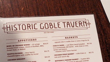 Goble Tavern menu