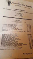 California Wine Merchant menu