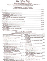 The Village Haus menu