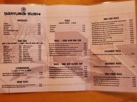 Samurai Sushi menu