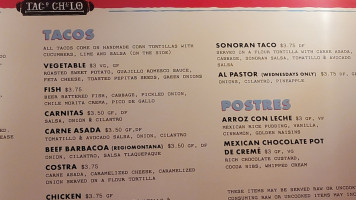 Taco Chelo menu