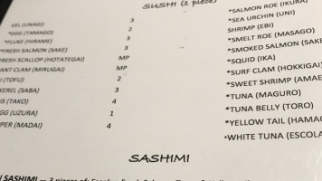 Sushinobo menu
