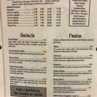 Panjo's Pizza Pasta menu