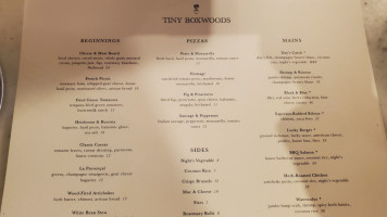 Tiny Boxwoods Austin menu