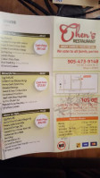 Chen's Restaurant menu