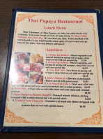 Thai Papaya menu
