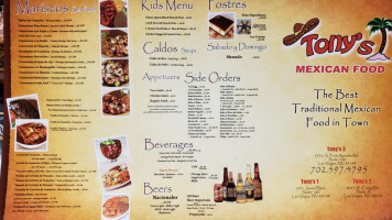 Tony's Mexican Food menu