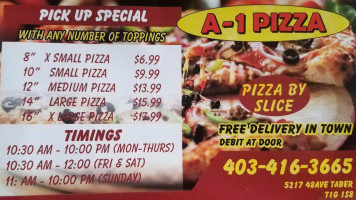 A-1 Pizza menu