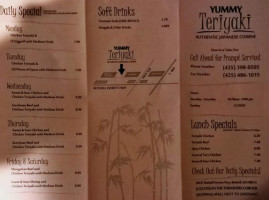 Yummy Teriyaki menu