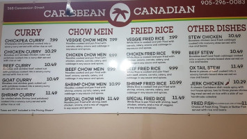 Caribbean Canadian Fast Food menu